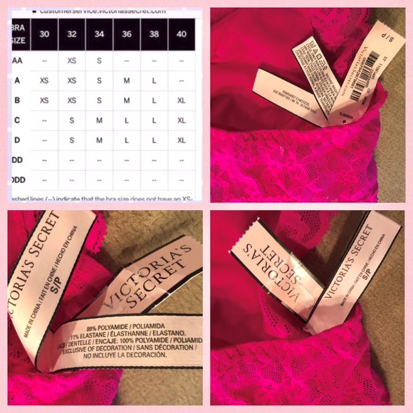 Victorias Secret Fuchsia Lace Racerback Bralette S - Picture 7 of 7